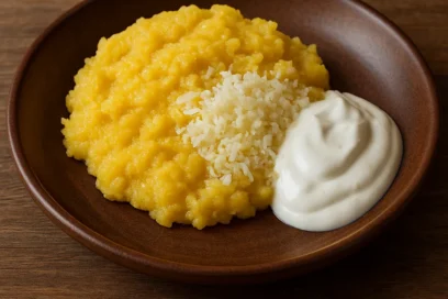 Mămăligă Cu Brânză Și Smântână