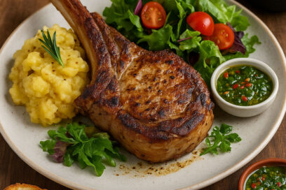 Tomahawk De Porc Cu Cartofi Zdrobiți